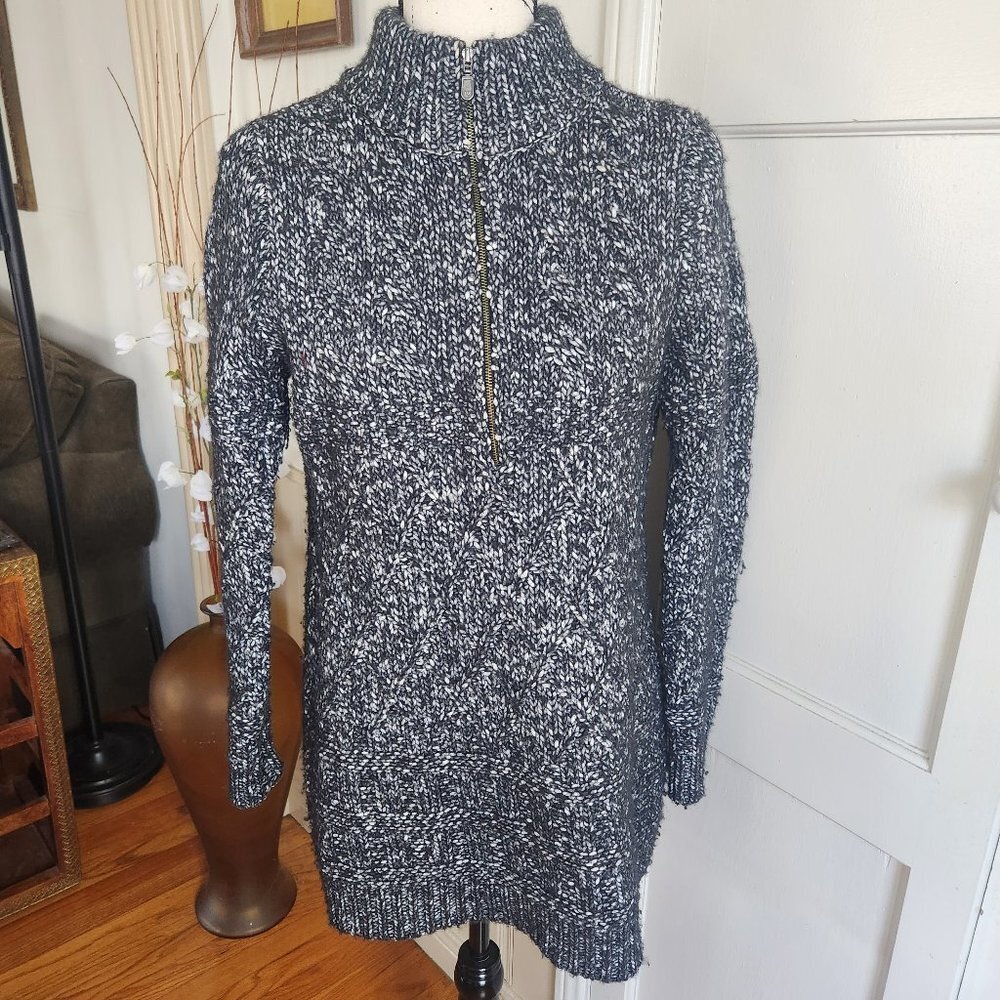 Soft Surroundings Black and White Quarter Zip Warm Chunky Woman’s Knit Sweater S